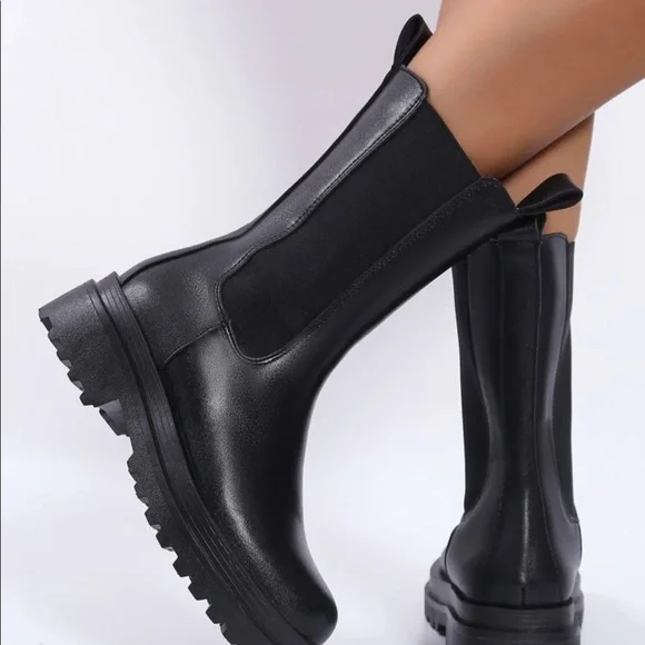 Trendy chunky leather boots - Picture 6 of 6